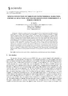 Mixed convection on MHD flow with thermal radiation, chemical reaction and viscous dissipation embedded in a porous medium
