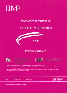 International Journal of Applied Mechanics and Engineering (IJAME), volume 25, number 2 (2020) - spis treści
