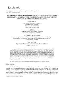MHD mixed convection in copper-water nanofluid filled lid-driven square cavity containing multiple adiabatic obstacles with discrete heating