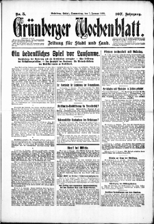Grünberger Wochenblatt: Zeitung für Stadt und Land, No. 5. ( 7. Januar 1932)