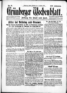 Gr&uuml;nberger Wochenblatt: Zeitung f&uuml;r Stadt und Land, No. 6. ( 8. Januar 1932)