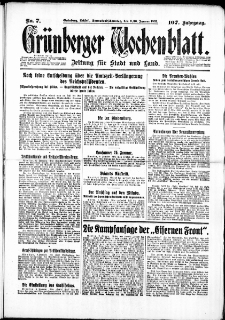 Grünberger Wochenblatt: Zeitung für Stadt und Land, No. 7. ( 9./ 10. Januar 1932)