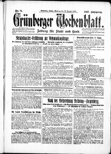 Gr&uuml;nberger Wochenblatt: Zeitung f&uuml;r Stadt und Land, No. 8. ( 11. Januar 1932)