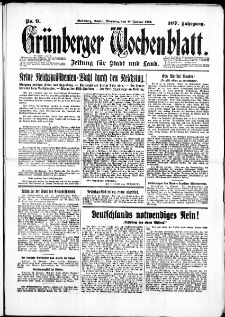 Gr&uuml;nberger Wochenblatt: Zeitung f&uuml;r Stadt und Land, No. 9. ( 12. Januar 1932)