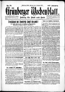 Grünberger Wochenblatt: Zeitung für Stadt und Land, No. 12. ( 15. Januar 1932)