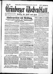 Gr&uuml;nberger Wochenblatt: Zeitung f&uuml;r Stadt und Land, No. 13. ( 16./ 17. Januar 1932)
