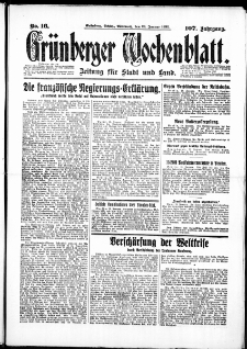 Gr&uuml;nberger Wochenblatt: Zeitung f&uuml;r Stadt und Land, No. 16. ( 20. Januar 1932)