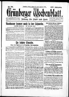 Gr&uuml;nberger Wochenblatt: Zeitung f&uuml;r Stadt und Land, No. 22. ( 27. Januar 1932)