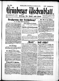 Gr&uuml;nberger Wochenblatt: Zeitung f&uuml;r Stadt und Land, No. 35. ( 11. Februar 1932)