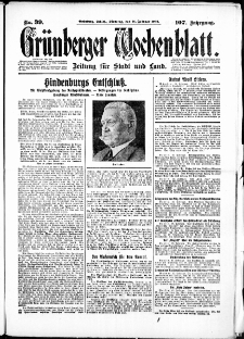 Grünberger Wochenblatt: Zeitung für Stadt und Land, No. 39. ( 16. Februar 1932)