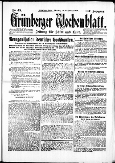 Grünberger Wochenblatt: Zeitung für Stadt und Land, No. 45. ( 23. Februar 1932)