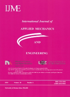 International Journal of Applied Mechanics and Engineering (IJAME), volume 25, number 3 (2020) - spis treści
