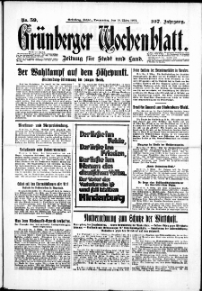 Gr&uuml;nberger Wochenblatt: Zeitung f&uuml;r Stadt und Land, No. 59. ( 10. M&auml;rz 1932)