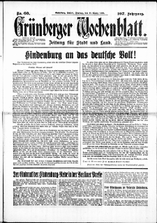 Grünberger Wochenblatt: Zeitung für Stadt und Land, No. 60. ( 11. März 1932)