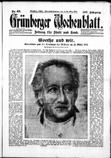 Grünberger Wochenblatt: Zeitung für Stadt und Land, No. 67. ( 19./ 20. März 1932)