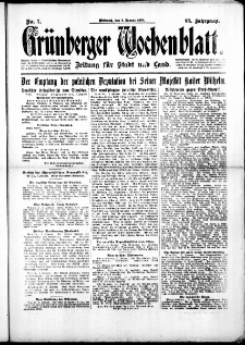 Grünberger Wochenblatt: Zeitung für Stadt und Land, No. 7. (9. Januar 1918)