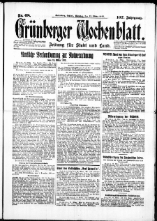 Gr&uuml;nberger Wochenblatt: Zeitung f&uuml;r Stadt und Land, No. 68. ( 21. M&auml;rz 1932)