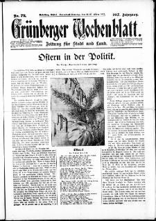 Grünberger Wochenblatt: Zeitung für Stadt und Land, No. 72. ( 26./ 27. März 1932)