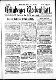 Gr&uuml;nberger Wochenblatt: Zeitung f&uuml;r Stadt und Land, No. 73. ( 29. M&auml;rz 1932)