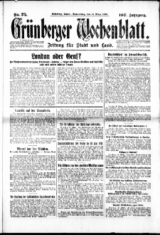 Gr&uuml;nberger Wochenblatt: Zeitung f&uuml;r Stadt und Land, No. 75. ( 31. M&auml;rz 1932)