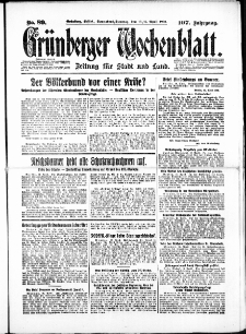 Gr&uuml;nberger Wochenblatt: Zeitung f&uuml;r Stadt und Land, No. 89. ( 16./ 17. April 1932)