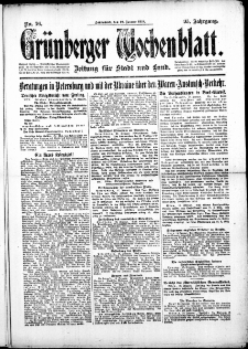 Gr&uuml;nberger Wochenblatt: Zeitung f&uuml;r Stadt und Land, No. 16. (19. Januar 1918)