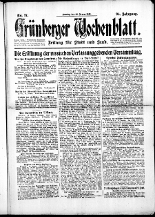 Grünberger Wochenblatt: Zeitung für Stadt und Land, No. 17. (20. Januar 1918)