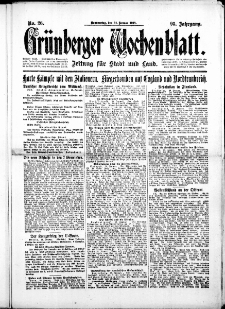 Grünberger Wochenblatt: Zeitung für Stadt und Land, No. 26. (31. Januar 1918)
