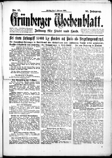 Grünberger Wochenblatt: Zeitung für Stadt und Land, No. 27. (1. Februar 1918)