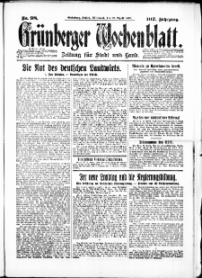 Grünberger Wochenblatt: Zeitung für Stadt und Land, No. 98. ( 27. April 1932)