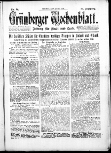 Grünberger Wochenblatt: Zeitung für Stadt und Land, No. 34. (9. Februar 1918)