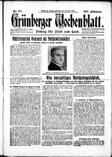 Gr&uuml;nberger Wochenblatt: Zeitung f&uuml;r Stadt und Land, No. 111. ( 13. Mai 1932)