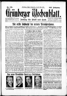 Gr&uuml;nberger Wochenblatt: Zeitung f&uuml;r Stadt und Land, No. 121. ( 26. Mai 1932)
