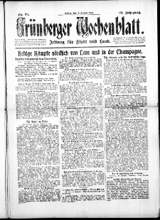 Grünberger Wochenblatt: Zeitung für Stadt und Land, No. 39. (15. Februar 1918)