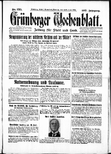 Gr&uuml;nberger Wochenblatt: Zeitung f&uuml;r Stadt und Land, No. 135. ( 11./12. Juni 1932)
