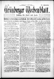 Gr&uuml;nberger Wochenblatt: Zeitung f&uuml;r Stadt und Land, No. 41. (17. Februar 1918)