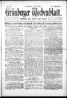 Grünberger Wochenblatt: Zeitung für Stadt und Land, No. 41. (17. Februar 1918)