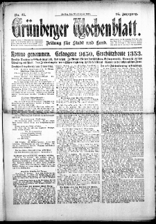 Grünberger Wochenblatt: Zeitung für Stadt und Land, No. 45. (22. Februar 1918)