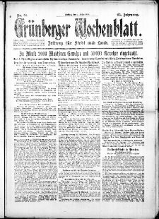 Gr&uuml;nberger Wochenblatt: Zeitung f&uuml;r Stadt und Land, No. 51. (1. M&auml;rz 1918)