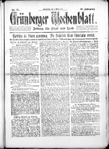 Gr&uuml;nberger Wochenblatt: Zeitung f&uuml;r Stadt und Land, No. 52. (2. M&auml;rz 1918)