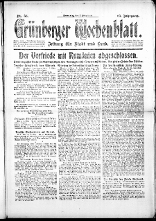 Grünberger Wochenblatt: Zeitung für Stadt und Land, No. 56. (7. März 1918)