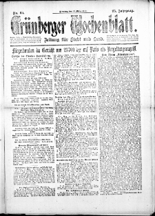 Gr&uuml;nberger Wochenblatt: Zeitung f&uuml;r Stadt und Land, No. 60. (12. M&auml;rz 1918)