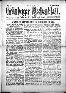 Gr&uuml;nberger Wochenblatt: Zeitung f&uuml;r Stadt und Land, No. 61. (13. M&auml;rz 1918)