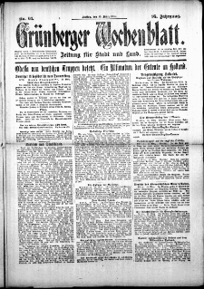 Grünberger Wochenblatt: Zeitung für Stadt und Land, No. 63. (15. März 1918)