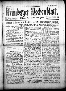 Grünberger Wochenblatt: Zeitung für Stadt und Land, No. 75. (29. März 1918)