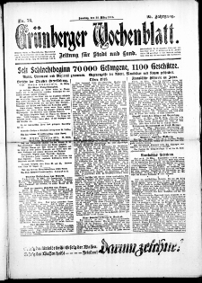 Gr&uuml;nberger Wochenblatt: Zeitung f&uuml;r Stadt und Land, No. 76. (31. M&auml;rz 1918)