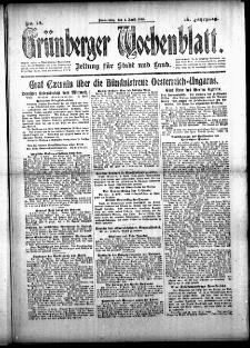 Gr&uuml;nberger Wochenblatt: Zeitung f&uuml;r Stadt und Land, No. 78. (4. April 1918)