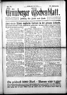 Gr&uuml;nberger Wochenblatt: Zeitung f&uuml;r Stadt und Land, No. 81. (7. April 1918)