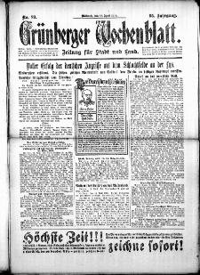 Grünberger Wochenblatt: Zeitung für Stadt und Land, No. 89. (17. April 1918)