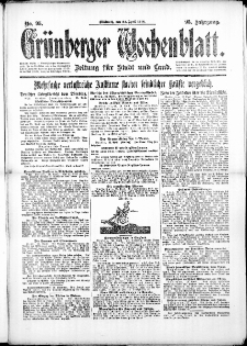 Grünberger Wochenblatt: Zeitung für Stadt und Land, No. 95. (24. April 1918)